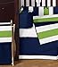Sweet Jojo Designs Navy Blue and Lime Green Stripe Baby Boy Bedding 9 Piece Crib Set