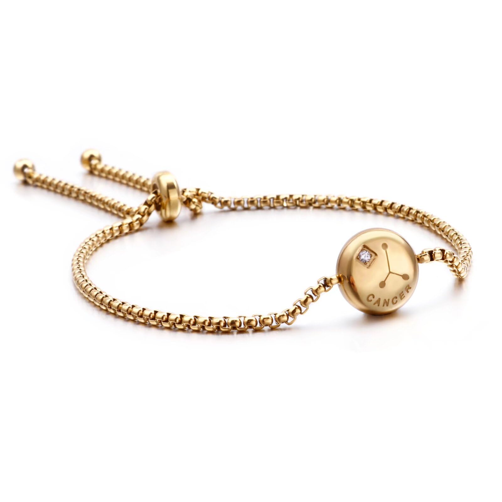 Qings Golden Horoscope Bracelet Charm Zodiac Adjustable Bracelet Cancer