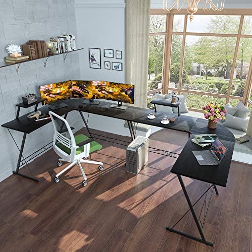 L Shaped Gaming Desk, Home Office Desk with Round Corner, Computer Desk with Large Monitor Stand Desk Workstation - Image 3