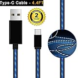 USB Type C Cable,AoLiPlus 4FT LED USB to USB C Cable Fast Charger Cord for Samsung Galaxy S9 Note 8 S8 Plus,Google Pixel XL 2,LG G6 V20 V30,Nintendo Switch,Moto Z Z2 Force (Blue)