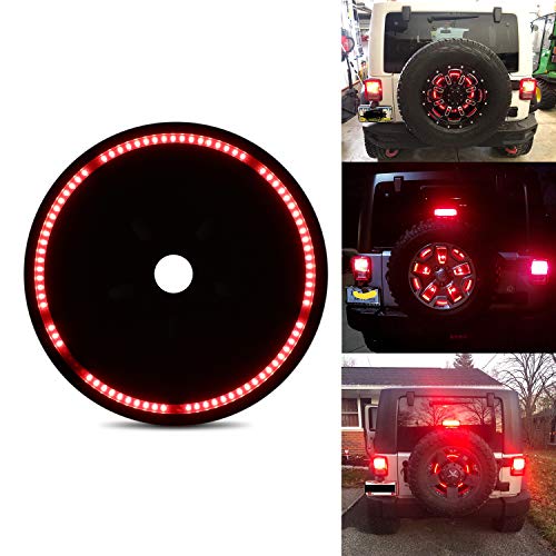 Tire Brake Light, AAIWA Spare Tire 3rd Third Brake Light Rear Wheel Light LED Ring for Jeep Wrangler 2007-2017 JK TJ LJ YJ CJ, 1 Year Warranty