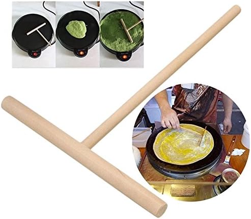 Coscosx Wooden Rake Wooden Rack Spreader Pancake Batter Spreader Crepe Spreader DIY Kitchen Tool