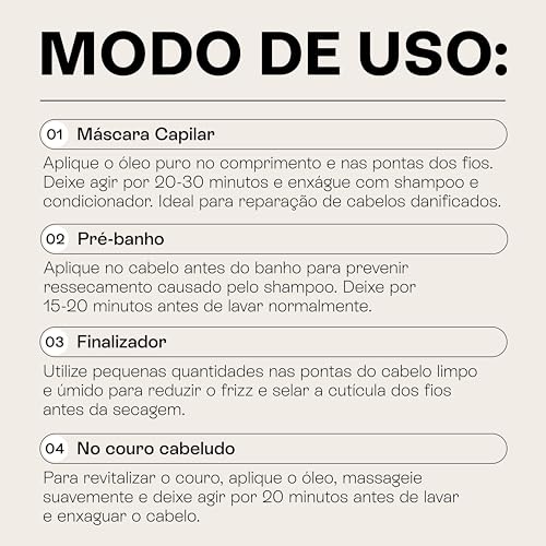 Óleo de Ojon - Crescimento Capilar, Reparador de Pontas, Umectacao Capilar e Fortalecimento dos Fios – Natural com Aloe Vera - Com Tampa Gotejadora, 140ml, Beauts