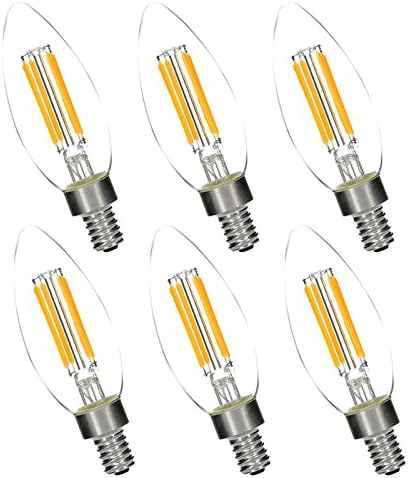 LED Candelabra Bulb,Simex Dimmable 4W Chandelier Bulbs,40W Light Bulbs Equivalent, 2700K Warm White ,E12 Candelabra Base ,6-Pack