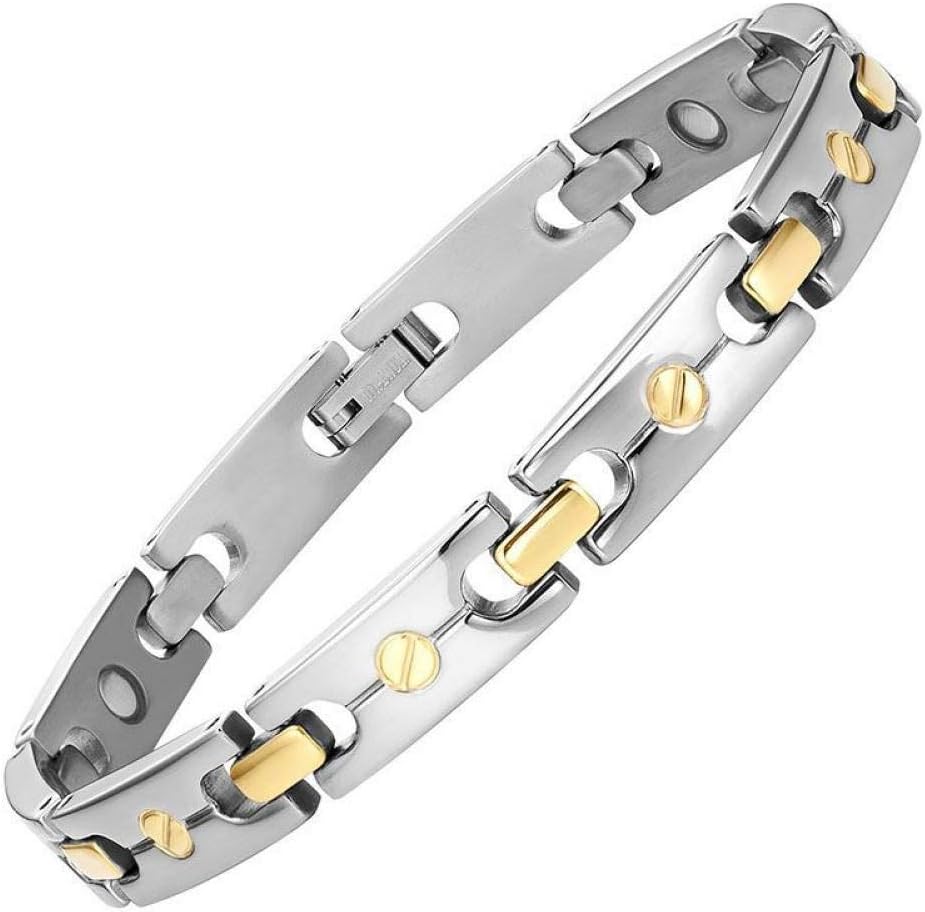 HMKLN Escalus Health Bio Magnetic Titanium Men Bracelets 2-Tone Gold Silver Color Women Link Chain Bracelet Wristband Bangle Charm
