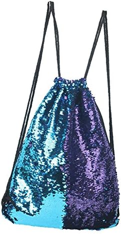 Utosi Women's Fashion Mermaid Sequins Magical Color Backpack Pokects Ropes Drawstring Knapsack