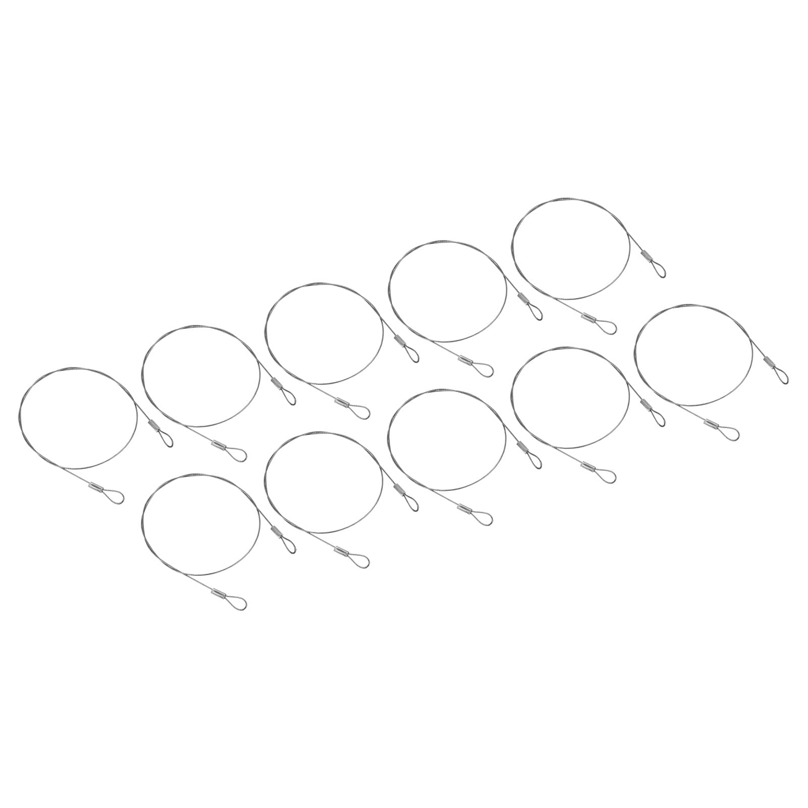 PATIKIL 20 Inch Safety Security Cable Wire, 10 Pack Stainless Steel 50cmx1mm Stage Lights Rope with Double Loop for DJ Lighting Luggage Lock