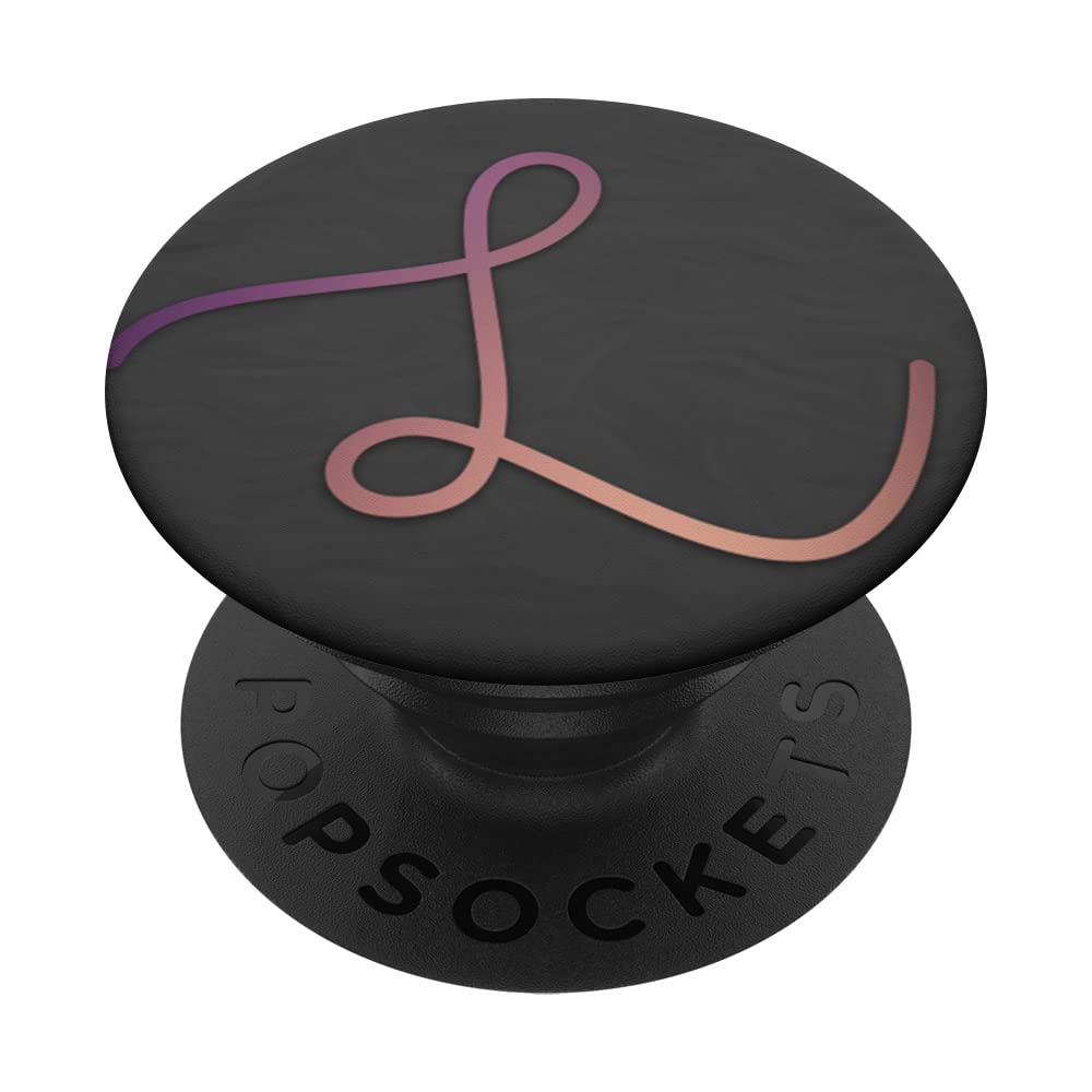 Pink magenta letter L monogram On a Black PopSockets Swappable PopGrip