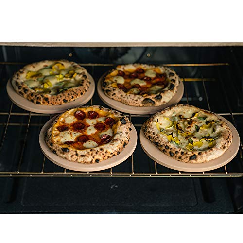 Pizzacraft PC0003 8" Round Ceramic Mini Baking/Pizza Stones, Set of 4