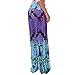 LOSRLY Women Wide Leg High Fold Over Waist Printed Boho Palazzo Pants Plus Size-Navy XL 16 18