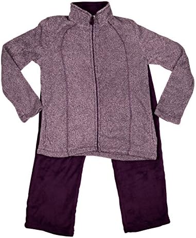 Stan Herman Womens 2-Piece Lounge Plush PJ Set Medium Eggplant