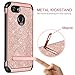 BENTOBEN Google Pixel 3 Case, Kickstand Design Slim 2 in 1 Heavy Duty Shockproof Hybrid Soft TPU Bumper Hard PC Cover with Bling Sparkly Glitter PU Faux Leather Protective Phone Cover, Rose Gold