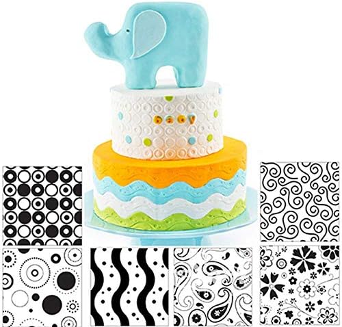 Fyuan Plastic Modern Fondant Texture Sheet Set DIY Tool for Decorate Cookies,Cupcakes, or Create Accents for Cakes, Set of 6