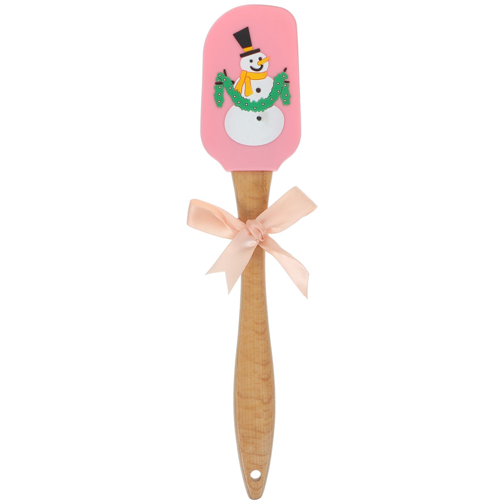 Lurrose Christmas Silicone Spatula Christmas Cake Spatula Christmas Spatulas Utensil Christmas Tree Scrapper for Cooking Baking Mixing Pink