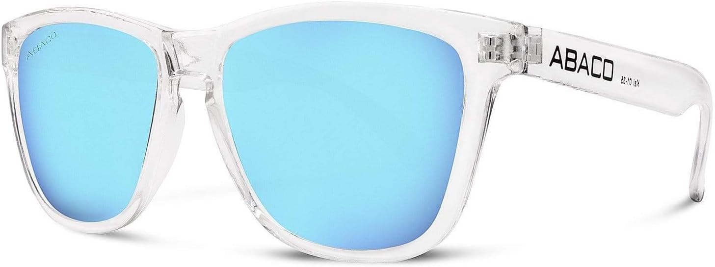 Abaco Kai sunglasses Crystal Clear Frame Polarized Blue Mirror Lenses