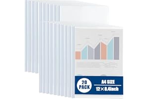 20 Pack Clear Report Covers with Sliding Bars, 60 Sheet Capacity Presentation Folders for A4 Size Paper