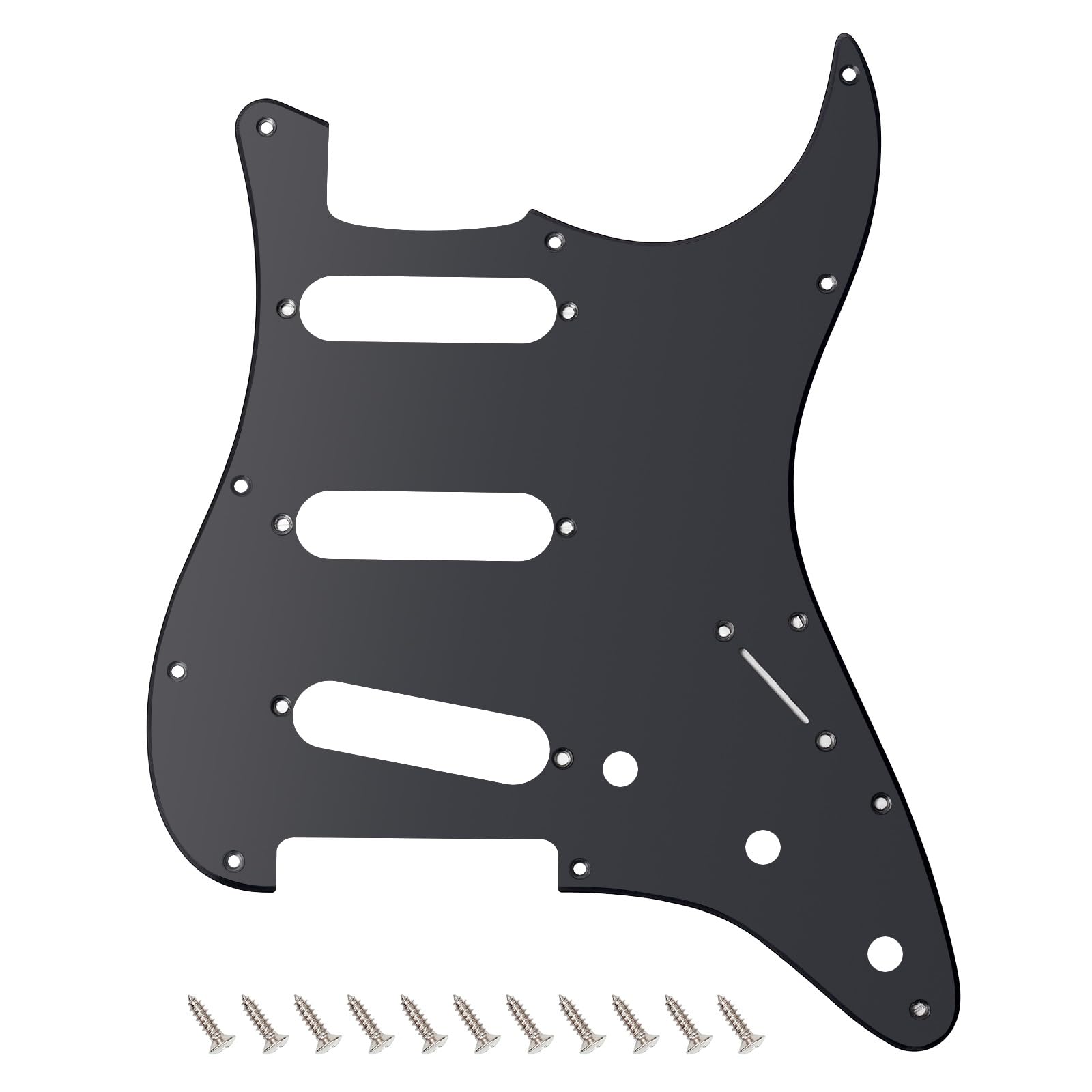 Banworks 1 Ply Strat SSS Pickguard 11-Hole Electric Guitar Pickguard Scratch Plate for USA/Mexican Modern Style Standard Stratocaster ST JT/HB-01 Matt Black — image 1