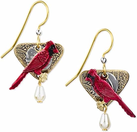 Silver forest cardinal earrings Clearance