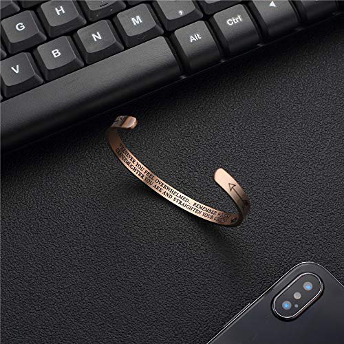 Cuff Bangle Whenever You Feel Overwhelmed Remember Whose Straighten Your Crown Bracelet, Inspirational Bracelets Personalized Gift Jewelry for Daughter,Granddaughter (Granddaughter Bracelet-Rose Gold)
