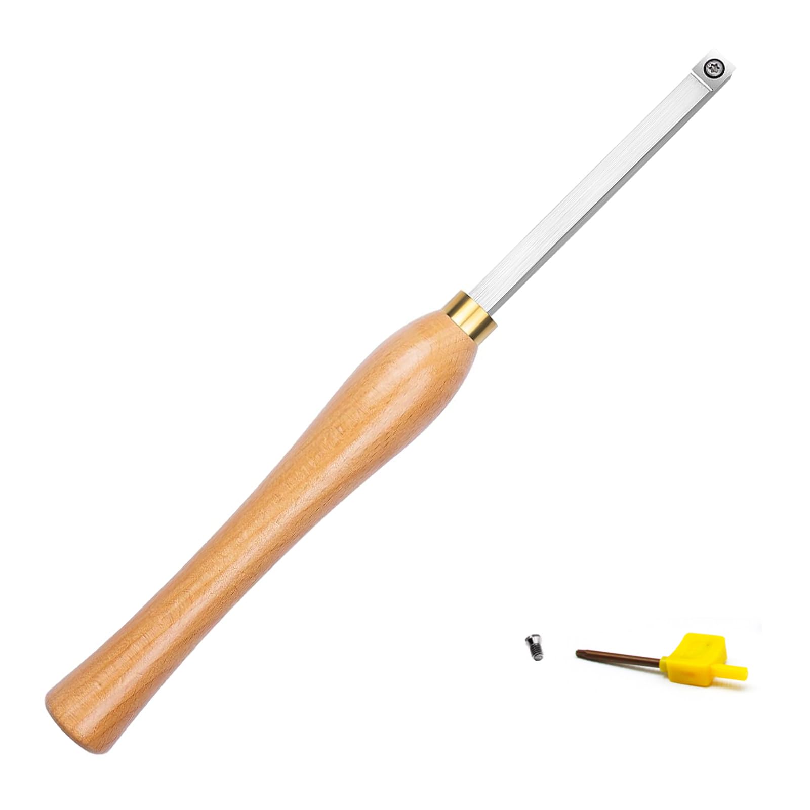 Mini Carbide Tipped Wood Lathe Turning Tools Rougher Detailer Finisher Swan Neck Hollower with Wood Handle, Screws and Key Star Wrenches (Square 11mm)