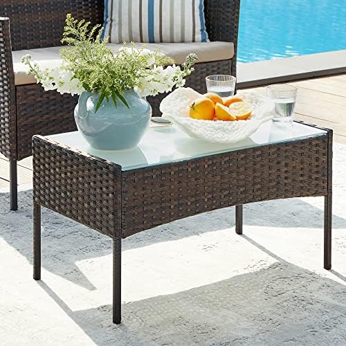 Set di Mobili da Giardino in Polyrattan, Salotto da Giardino, Mobili in Stile Rattan PE, per Patio Balcone Cortile, Marrone e Talpa GGF004K05
