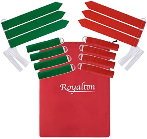 Flag Football Set for Backyard Games: Complete 10 Player Kit for Kids &amp; Adults with 3 Flags per Heavy Duty Nylon Belt, Strategy Guide &amp; Storage Bag