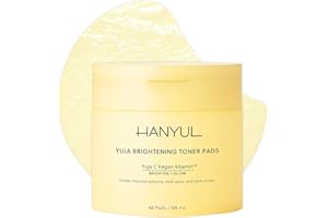 HANYUL Yuja Toner Pads | Korean Yuzu with Vitamin C & 5% Niacinamide to Visibly Brighten Dark Circles, Dark Spots, Even Tone, Glow Boosting for Face & Undereyes, 60 Sheets