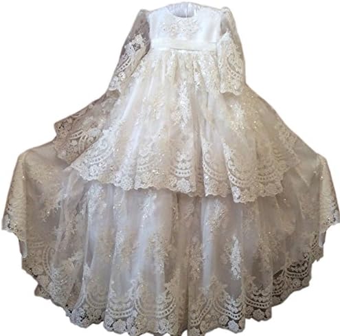 Kengtong Long Baptism Dresses for Baby Girls Christening Gowns Toddler with Bonnet