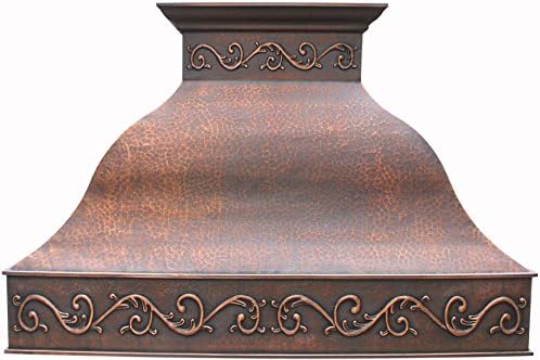 Copper Best H9 482130LA Custom Range Hood Cover with Commercial Grade Stainless Steel Vent, Inlcudes Fan Motor, Light, Blower House and Baffle Filter, Elegant Design Wall Mount 48in x 30in