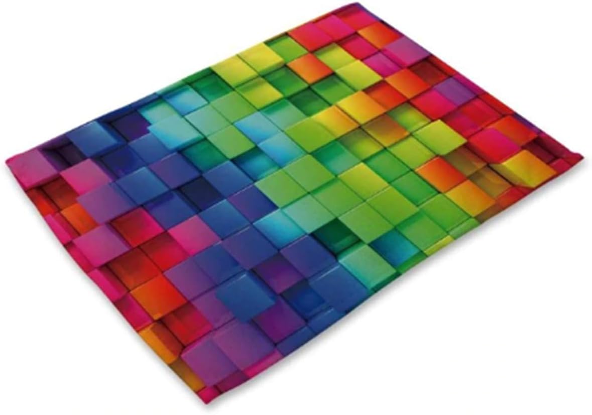 1 Pcs Colorful Square Polyester Cotton Placemat Tip-top Popular Place Mat Dining Table Set Non Slip Toddlers Learning Food Plate Washable Napkins Tool Holiday Decor