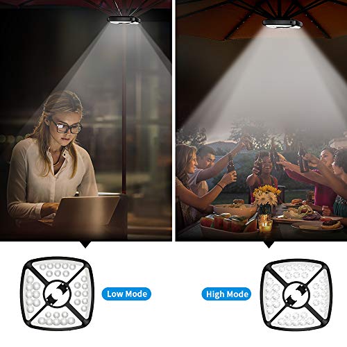 【32 LED】Patio Umbrella Lights, Rechargeable LED Umbrella Lights Cordless Super Bright Umbrella Pole Light for Patio Umbrellas, Camping Tents and Other Outdoor Use, 2 Level Dimming Switch - Thumbnail 5