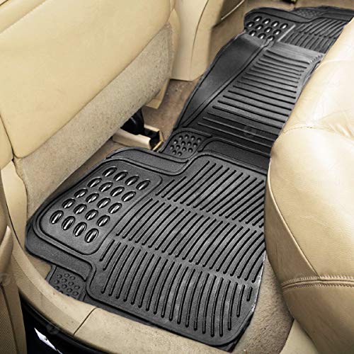 Zone Tech All Weather Rubber Semi Pattern Car Interior Floor Mats – 4-Piece Set Gray Heavy Duty Car Interior Floor Mats - Thumbnail 5