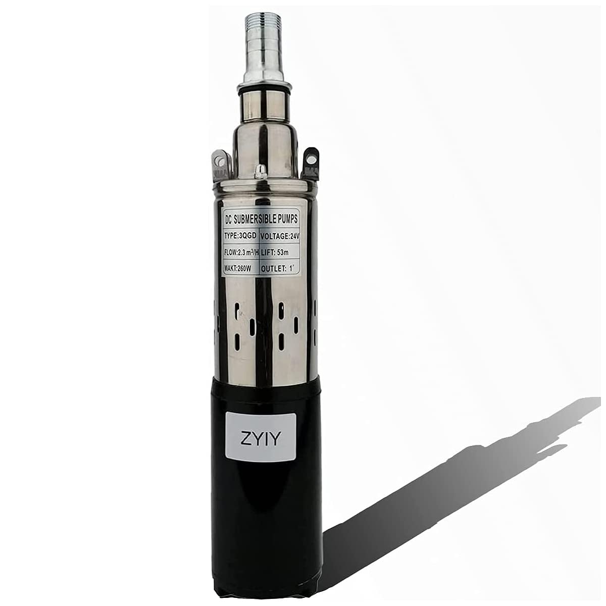 ZYIY Deep Well Pump Lift 53m 3In Tube Stainless Steel Water Pump Submersible 1In Outlet Submersible Dirty Water Pump 260W 24V DC Solar Submersible Pump for Pool Agricultural Irrigation Garden