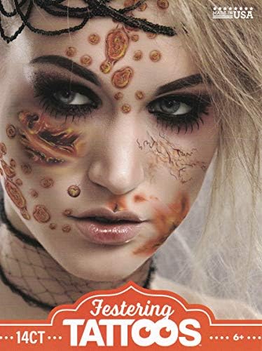 Halloween Realistic Temporary Costume Make Up Face Tattoo Kit Men or Women Adult - (Zombie)