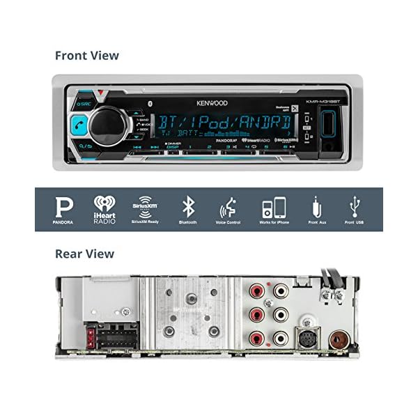New-Kenwood-Outdoor-Waterproof-KMRM315BT-ATV-Bike-Yacht-USB-AUX-Radio-Bluetooth-6x-65-Inch-White-Marine-Speakers-400W-Marine-Amp-Outdoor-Audio-Kit