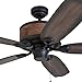 Prominence Home 41110-01 Balsam Creek Lodge Ceiling Fan, 3-Light, Faux Leather Lamp Shades, 52 Inch, Matte Black