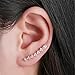 EAR VINES Ear Cuff Pin Cubic Zirconia Ear Crawlers Climbers 1 Pair (Gold)