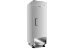 DEEPTIDE 27" W Commercial Upright Freezer with Single-Door: 23 Cubic Feet Storage, Adjustable Shelving, Automatic Defrosting, Precision Digital Thermostat, LED Lights, Safety Locks