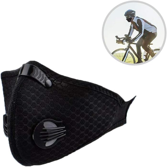 Ysoom Dust Mask Smoke Mask Dustproof Activated Carbon Mask for Running, Cycling and Outdoor Activities 47 x 17 cm, Black, 47 * 17cm
