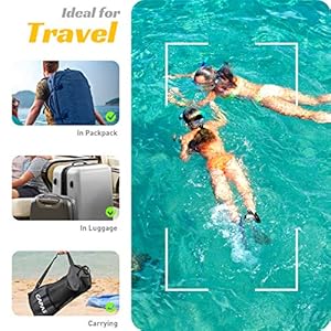 CAPAS Schwimmflossen, Schnorchelflossen mit Reisegröße, kurze Flossen zum Schnorcheln, Tauchen, verstellbare Flossen mit offener Ferse, für Männer, Frauen, Jugendliche 7 Schnorchelmasken 51RZbP9VnEL. SS300 Verstellbares Design mit offener Ferse, gut zum Teilen – das offene Fersen-Design bedeutet, dass jede Flosse eine größere Auswahl an Größen aufnehmen kann, sodass Familienmitglieder oder Freunde die Ausrüstung leichter teilen können.
Bequem zu tragen, unterstützt verschiedene Arten zum Anziehen: Sorgfältig ausgewähltes hochwertiges Material, weiche Fußtasche, flexibel genug für Barfuß, kann aber auch mit Flossensocken oder Tauchschuhen getragen werden, die helfen, die Füße eines Tauchers vor Kälte und Blasen zu schützen.
Hinweis: Bitte kaufen Sie eine Größe größer, wenn Sie mit Tauchschuhen zusammen tragen