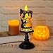 Eldnacele Halloween Snow Globe Candles Lighted Lamp, Battery Operated Spooky Spinning Water Glittering Tornado Candles Flameless Candles Table Centerpiece for Halloween Celebration Parties(Castle)