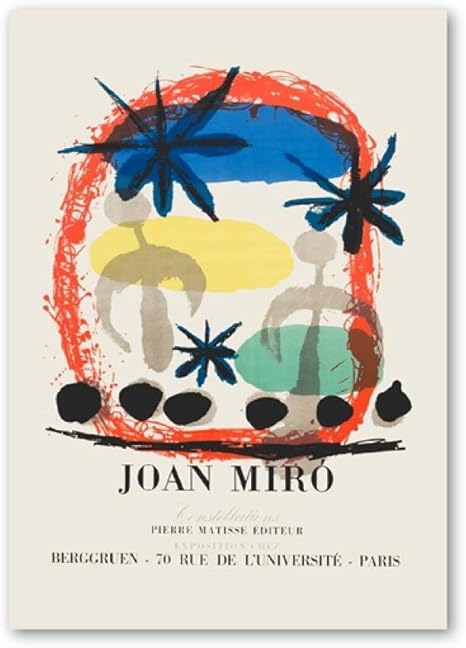 Amazon Co Jp ジョーンミロ展覧会ヴィンテージキャンバスポスター有名な絵画インテリア抽象壁アートパネル版画フランス語半ば世紀モダン家装飾写真40x60cmいいえフレーム ホーム キッチン