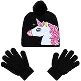 D.O.T Girls Unicorn Winter Hat and Mitten Or Gloves Set for Kids Cold Weather Accessories Age 3-12