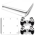 Gam3Gear Vinyl Decal Protective Skin Cover Sticker for PS4 Slim Console & Controller (NOT for PS4 or PS4 Pro) - White