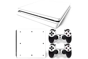 Gam3Gear Vinyl Decal Protective Skin Cover Sticker for PS4 Slim Console & Controller (NOT for PS4 or PS4 Pro) - White