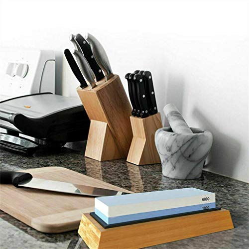 Premium Sharpening Stone, 1000/6000 Grit Whetstone, Non-Slip Bamboo Base and Angle Guide, Perfect Tool for Polishing Kitchen Knives, Hunting Blades (As Show) - Thumbnail 5