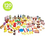 120 Piece Pretend Food Playset - Plastic Play Food Toys Set for Kids