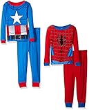 Marvel Boys' Avengers 4-Piece Pajama Set, Red/Blue,4