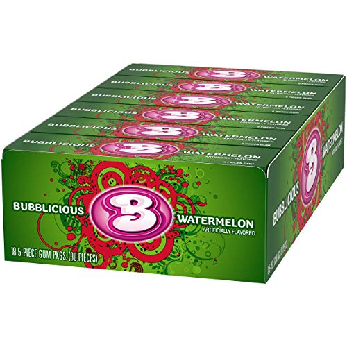 Bubblicious Watermelon Gum, 18 Packs of 5 Pieces (90 Total Pieces
