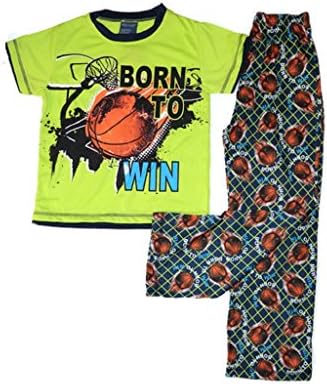 Big Boys Basketball Pajama Screen Print short sleeve top and long pant Sizes 8 to 18